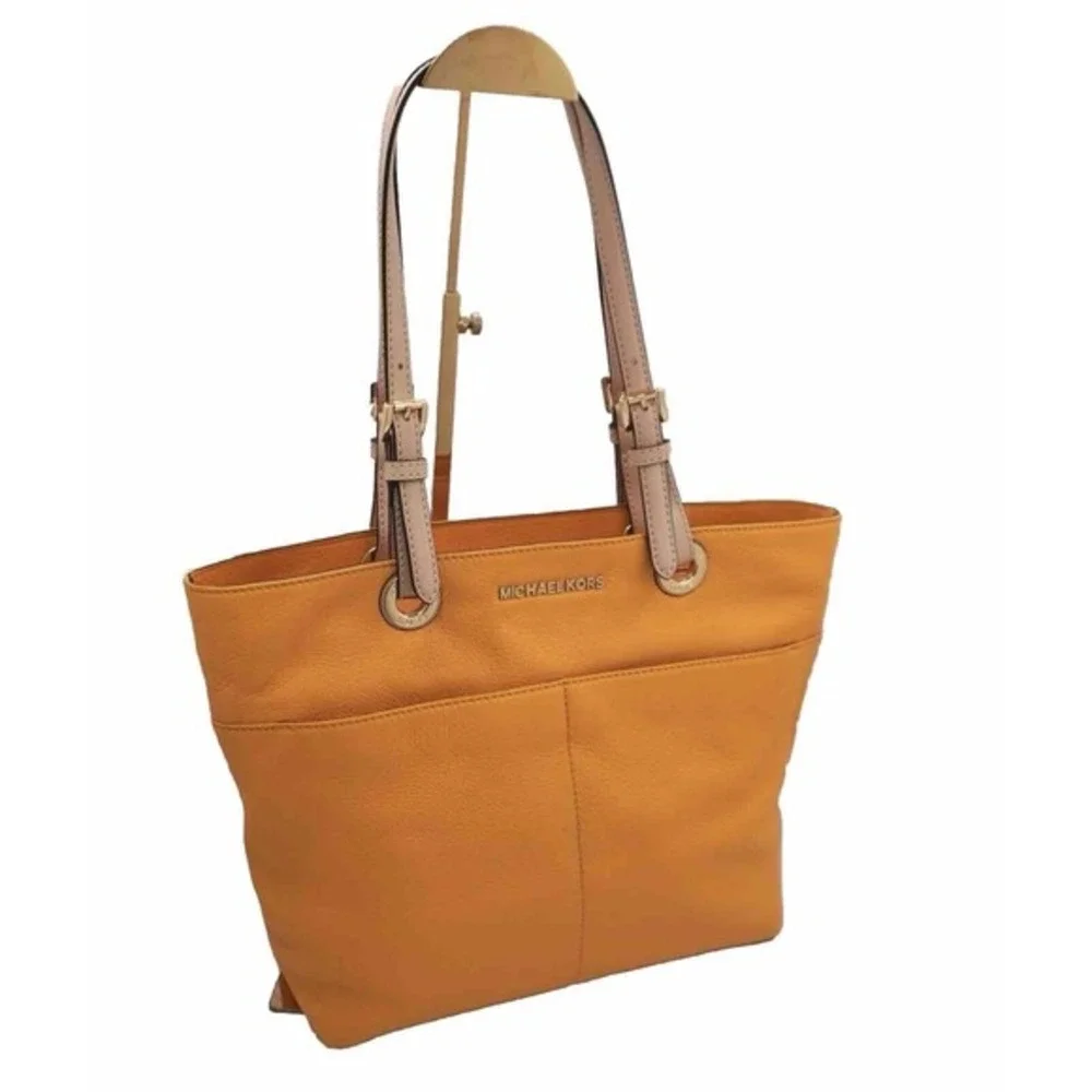 Michael Kors Bedford Mustard‎ Yellow Pebbled Leather Tote Gold Hardware 38-132